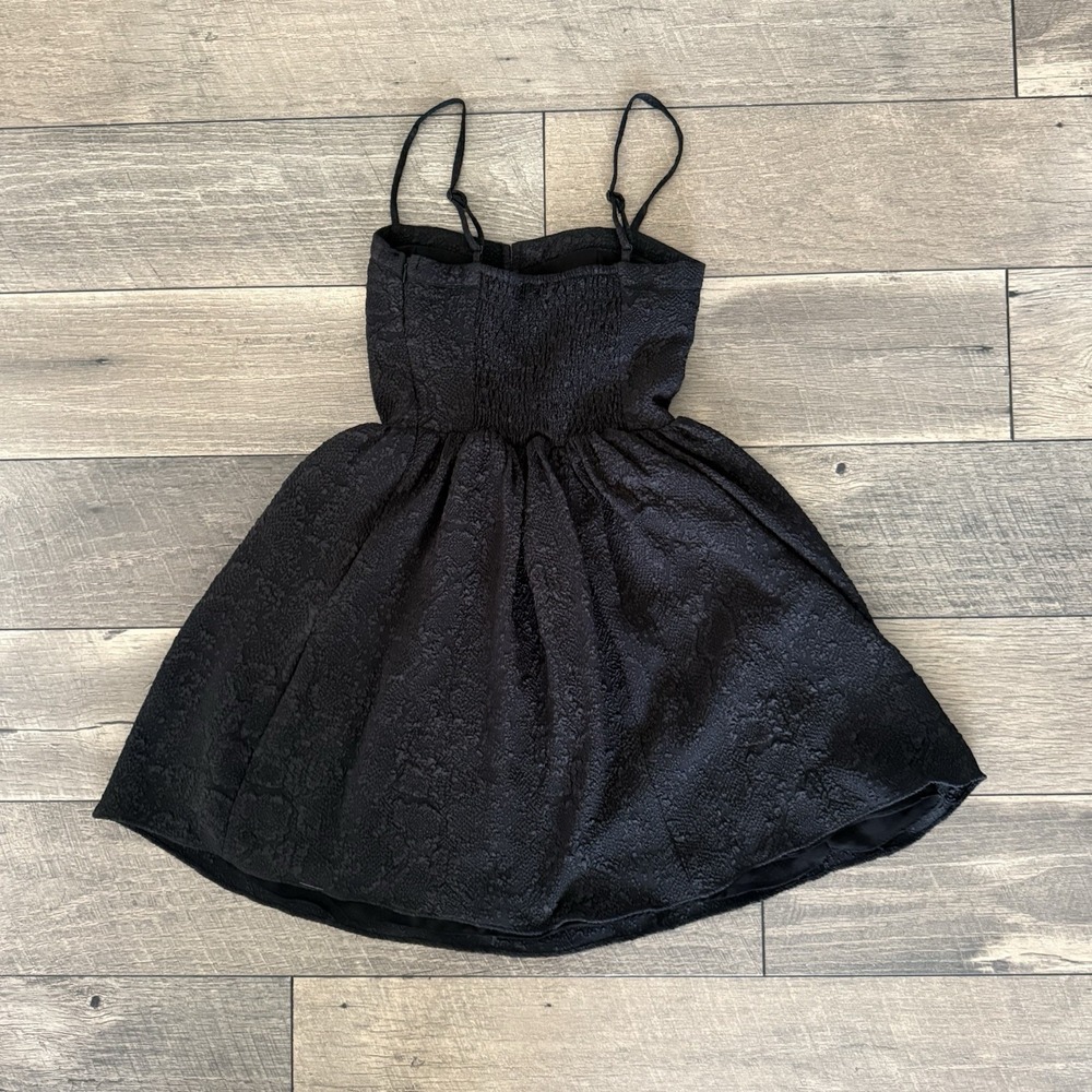 Bar III Black Jacquard Bustier Fit & Flare Mini Dress XS Adjustable Straps Party - Picture 7 of 10